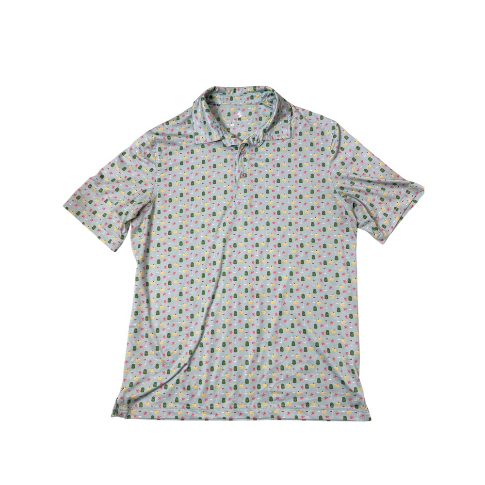 Southern Proper Mens Small Golf Polo Shirt Sage Green Masters Print Performance